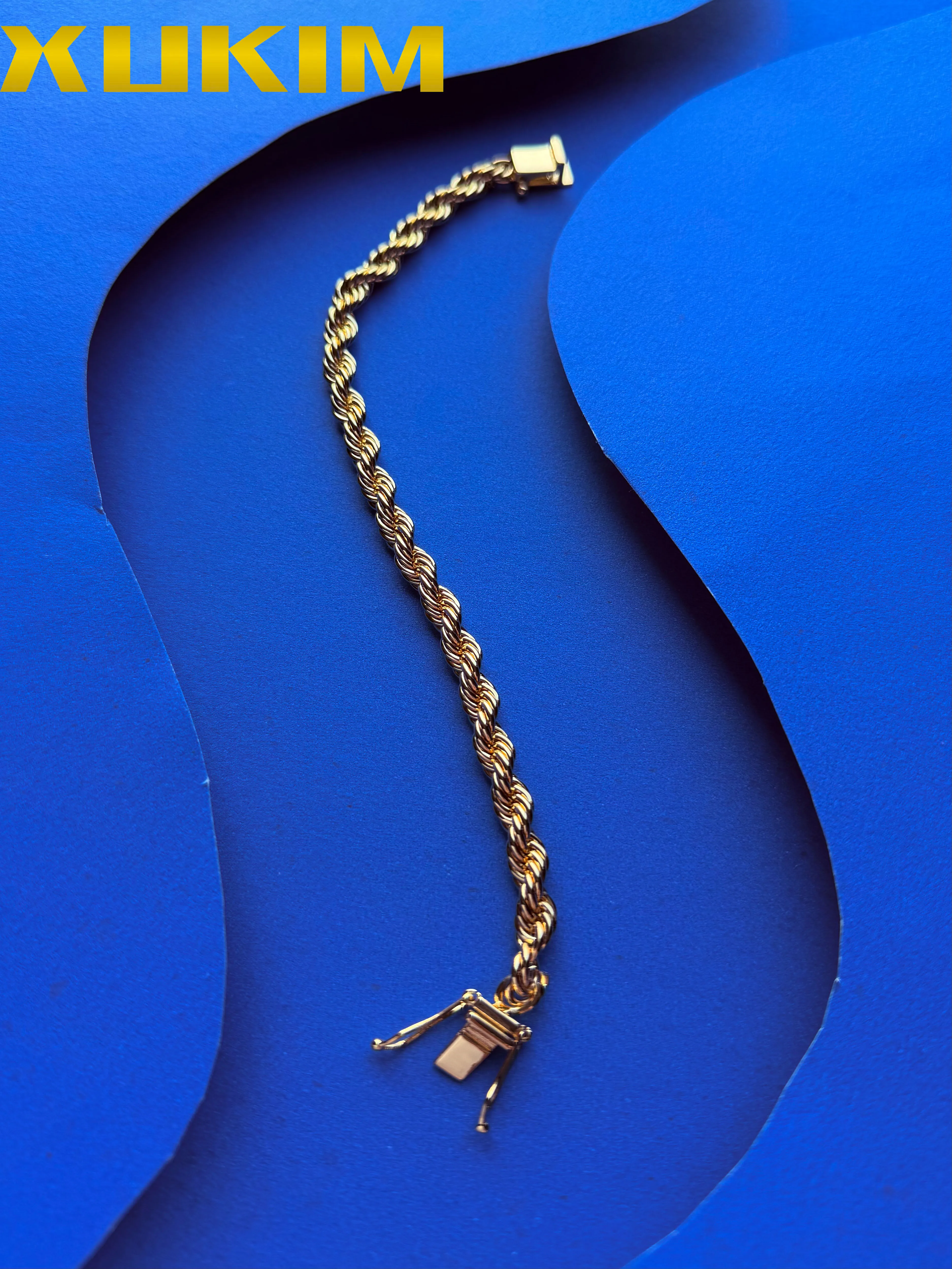 Xukim Fashion Jewelry Cordell Chain kejsarlänk Kejsarlank kejsarlånk 8mm Gold Box Clasp Chain Rope Chain Gold