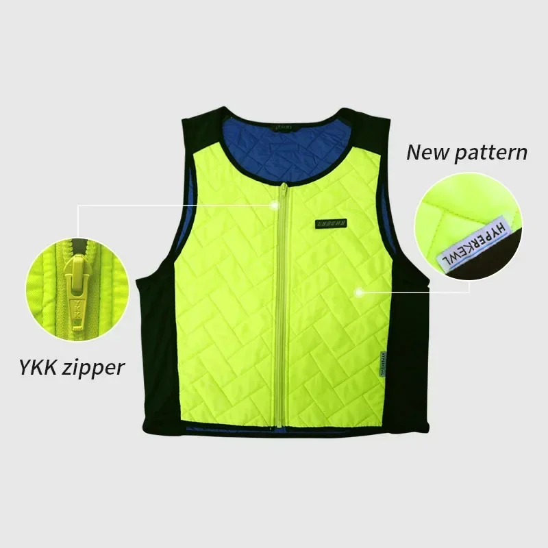 LYSCHY Summer Outdoor Riding Motorbike Cooling Water Cold Jacket Motocross Fluorescent Green Motorcycle Ice Waistcoat Vest