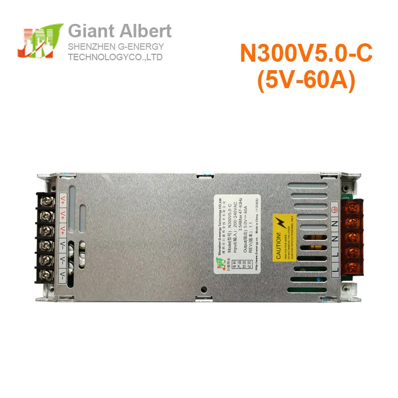 

N300V5-C Full Color RGB Module LED Display Power Supply 5V 60A Electronic Screen Transformer Supports 200/240VAC Input