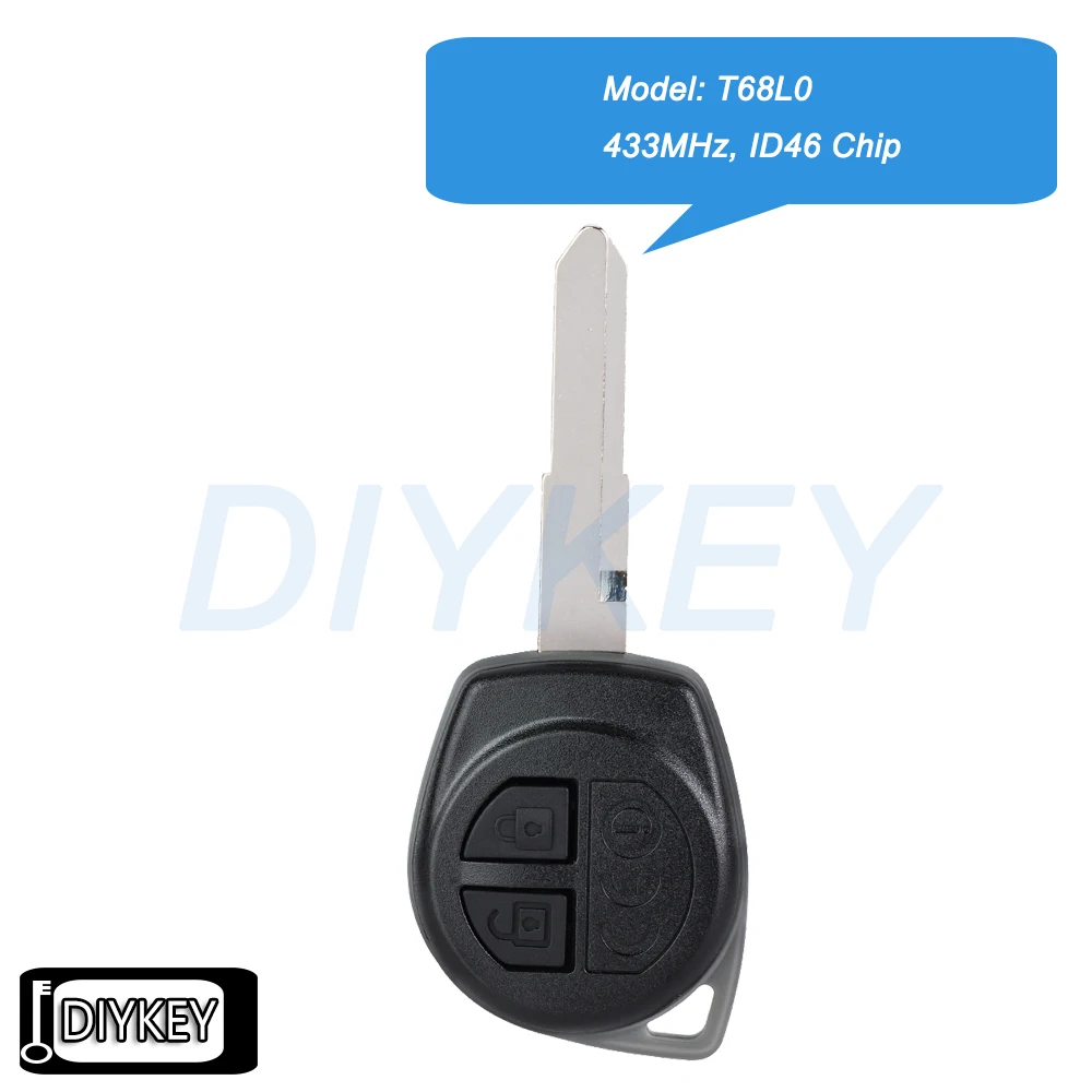 

2 Buttons Remote Car Key Fob FSK 433.92MHz ID46 Chip Replacement for Suzuki Swift Cultus Xcross SX Model: T68L0, T68LO