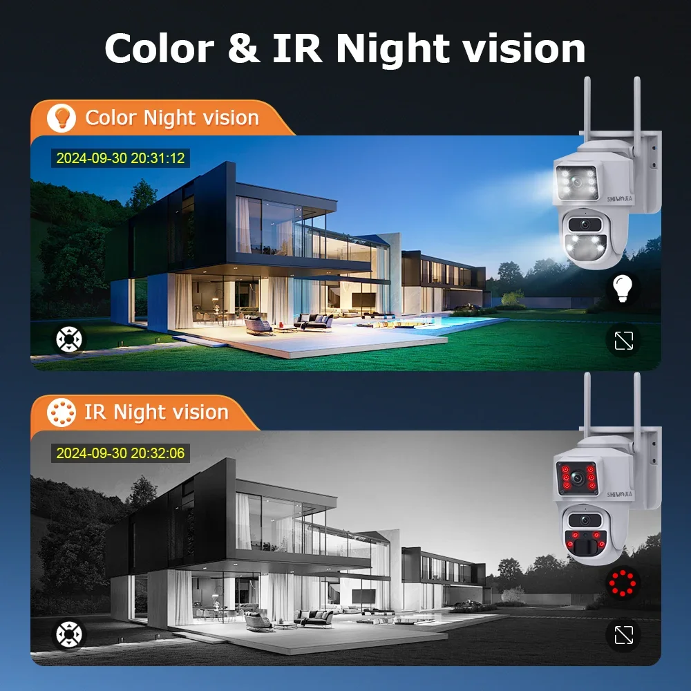 SHIWOJIA 4G Sim Solar Camera 4K 8MP Dual Lens Security Dual Screen Recording Human Auto Tracking Color Night Vision WiFi PTZ Cam