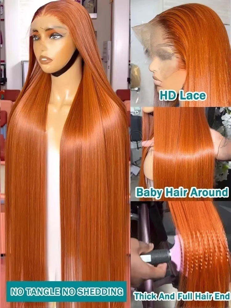 SoulGlow 30 дюймов 250% Имбирно-Оранжевый 13x6 Парики из натуральных волос на кружеве спереди Прямые человеческие волосы 13x4 Прозрачный парик на фронтальной части шнурка Парик Remy