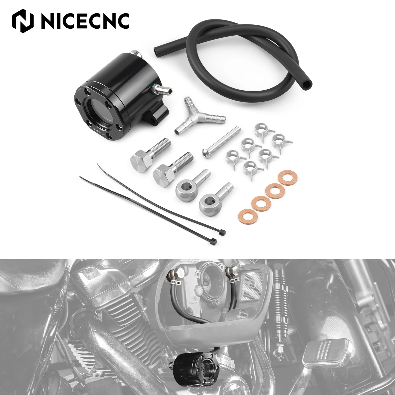 

For Harley Softail Touring Street Glide /Special Road Glide CVO Road King /Special Electra Glide Fat Bob External Breather Kit