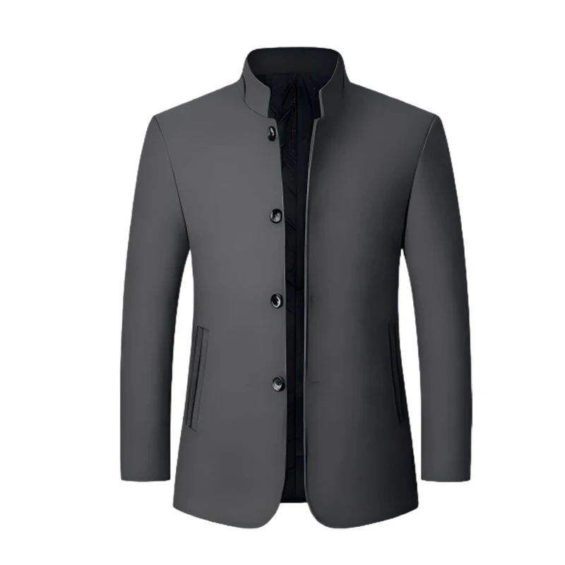 

Men's woolen jacket, Zhongshan suit, stand-up collar, middle-aged men's fashionable autumn and winter dad's woolen coat