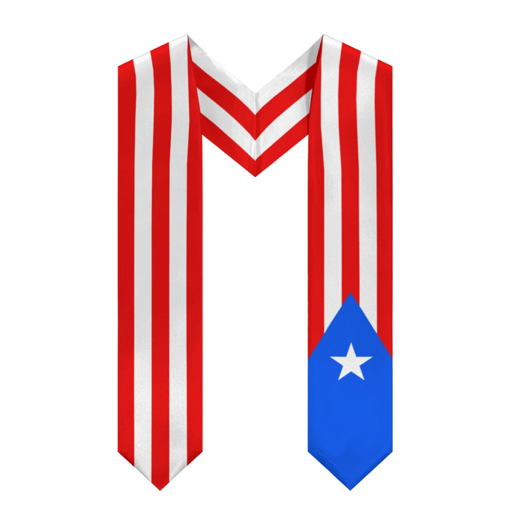 More design Graduation shawl Puerto Rico Flag & United States Flag Stole Sash Honor Study Aboard International Students