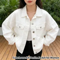 Chaqueta vaquera para mujer, primavera Otoño, algodón blanco, manga larga, famosa por Internet, Vintage, corte holgado, nuevo estilo, abrigo informal