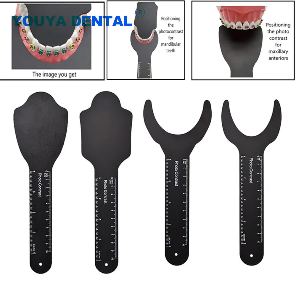 Dental Autoclavable Black Background Photo Oral Intraoral Cheek Plate Image Contrast kit with Scale Mark Sterilized Dentisty