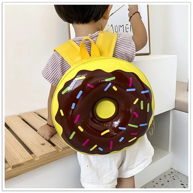 Kids Cartoon Backpack Crianças Boy Girl Schoolbag Lovely Rainbow Donut Bagpacks Multi-funcional Crianças Kids Festival Presentes