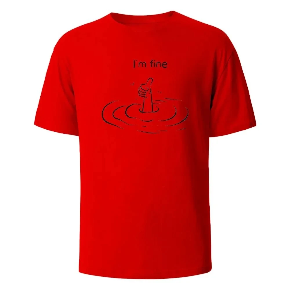 T'm Fine Print T-shirt Nieuwe Zomer Tees voor Vrouwen Ronde Hals Korte Mouw T-shirt Casual Grappige Print Tee Tops Elke Dag kleding