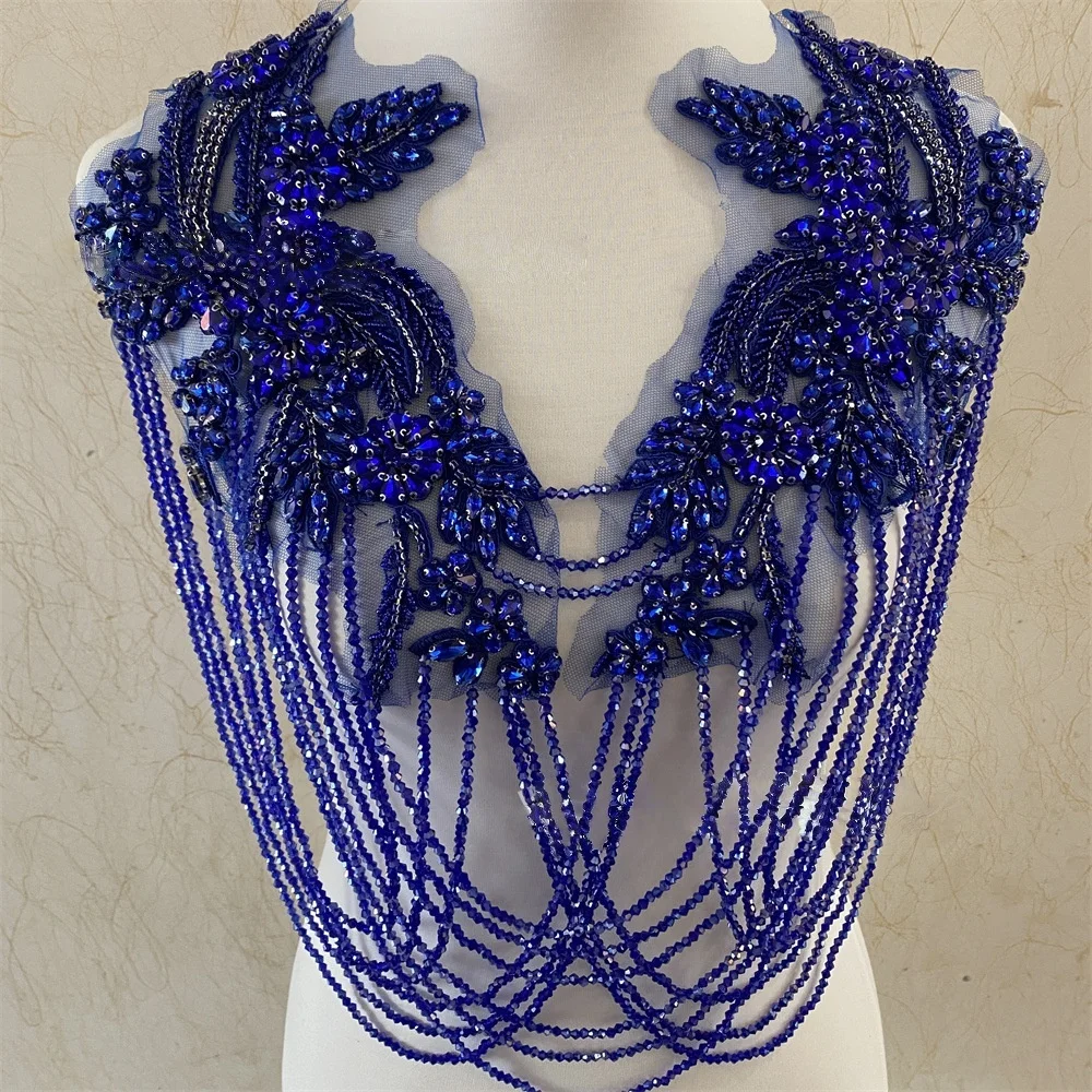 15 Colors V Neck Bridal Wedding Dresses Evening Embroidered Crystal Accessories Luxury Beaded Tassel Sparkling Rhinestone Fabric