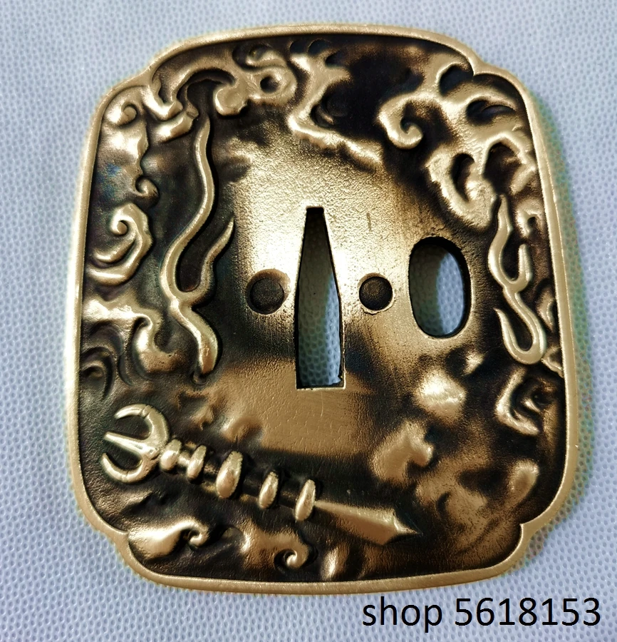 Hige brass Monster tsuba and fuchi menuki  for Japanese sword katana wakizashi tanto