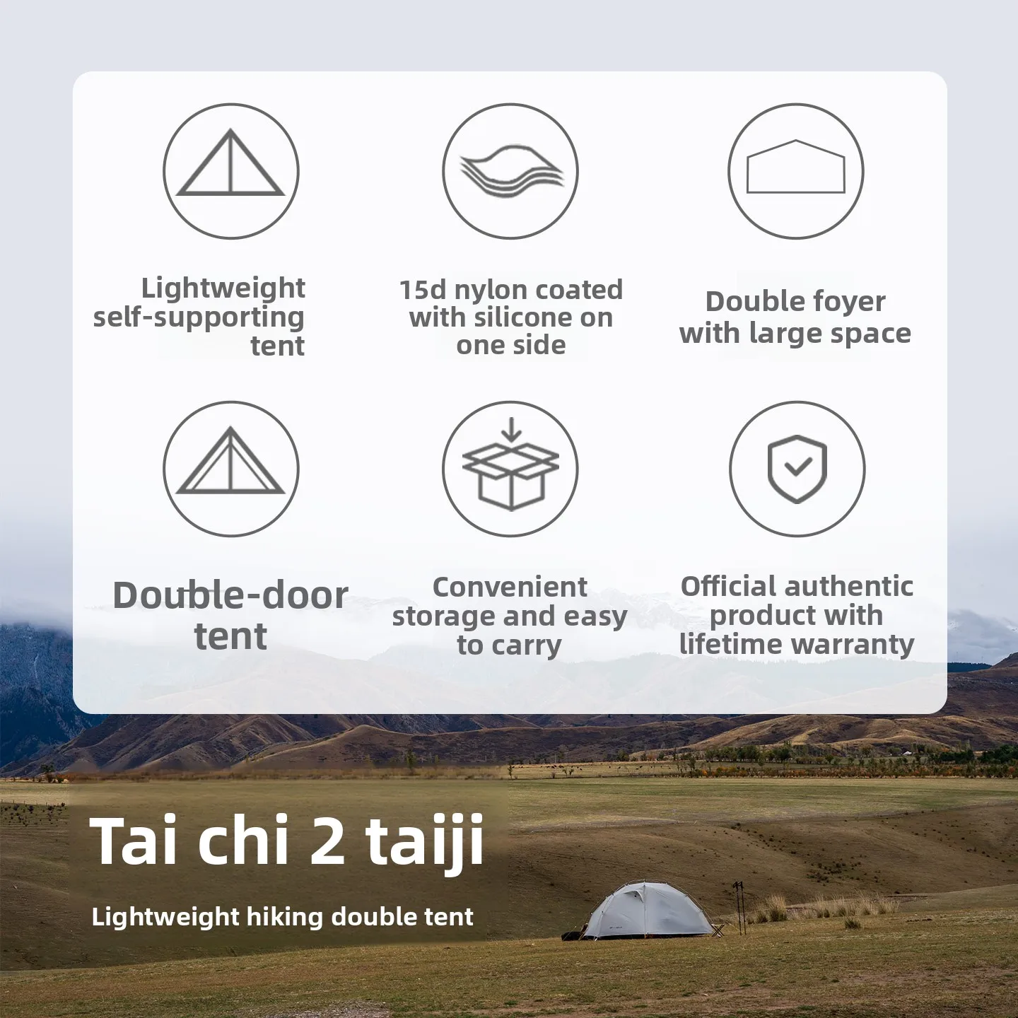3F UL GEAR Taiji 2 Ultra-light Double-person Double-layer Camping Tourism Mountain Climbing Windproof rainproof outdoor tent view 5