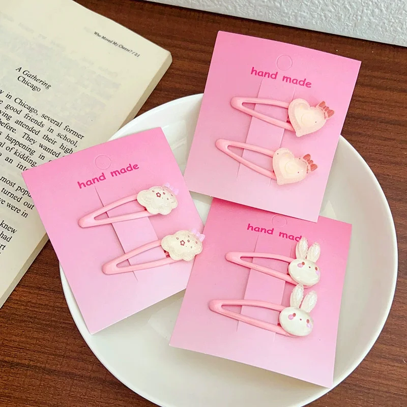 

6Pcs Little Girls Hair Barrettes Heart Cloud Rabbit Design Snap Hair Clips Kids Accessories Cute Hairpins for Valentines