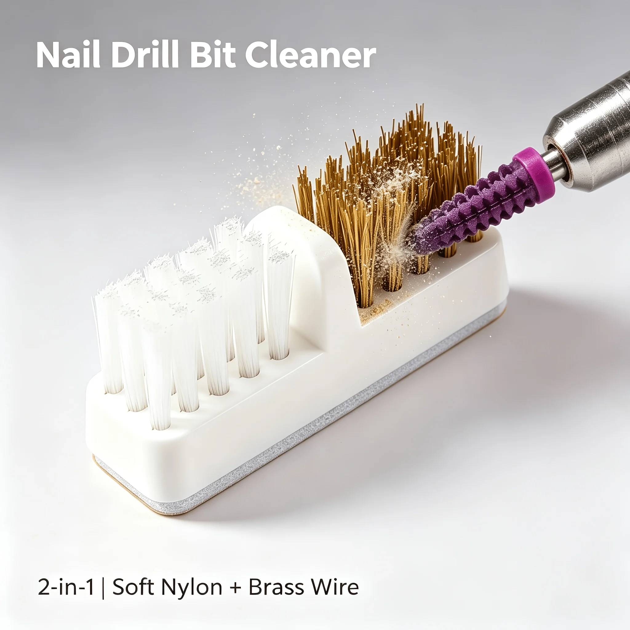 4-Piece Set of Self-Adhesive Nail Polishing Head Cleaning Brushes, Electric Nail Machine Polishing Head Cleaning Brushes, Nail Tools, Deep Cleaning Drill Bits