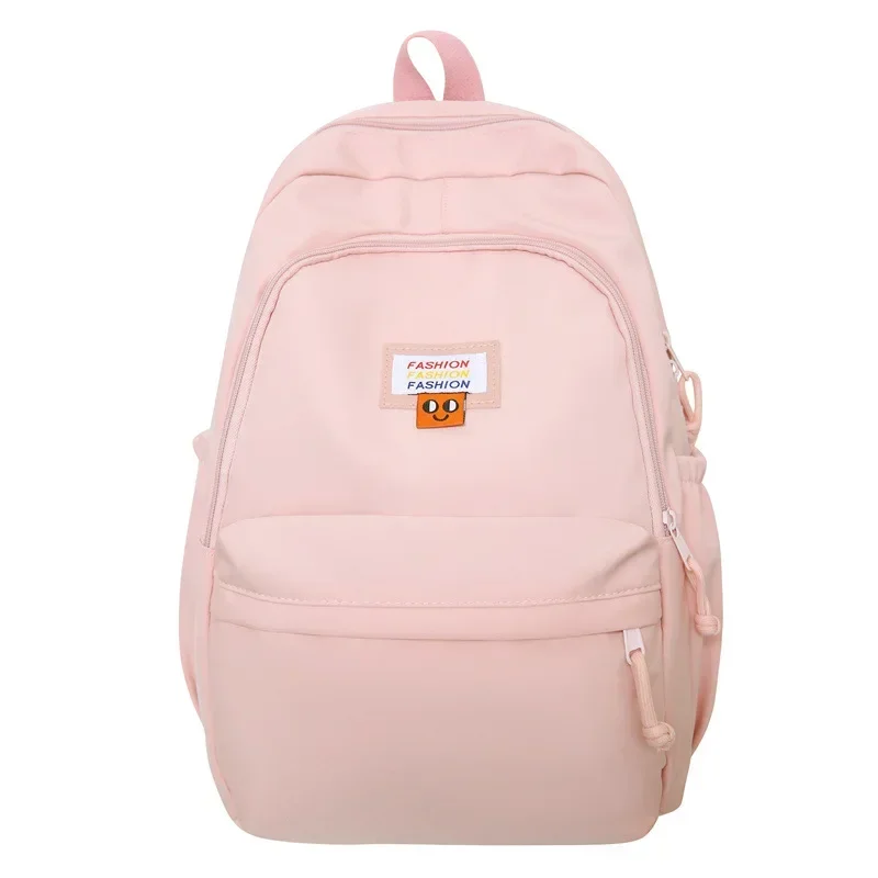 Creamy Yellow Women\'s Backpack Simple Large Capacity Junior High School Students Schoolbag Durable Nylon Daily Schoolbags Pink