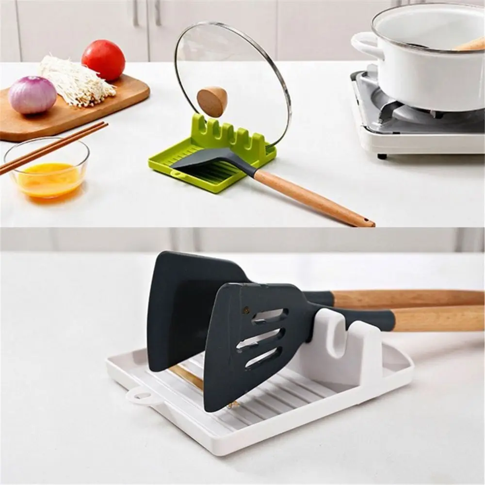 Plastic 4 Slots Paint Brush Rest Holder Display Stand Cookware Storage Spoon Holders Multifunctional Non-slip