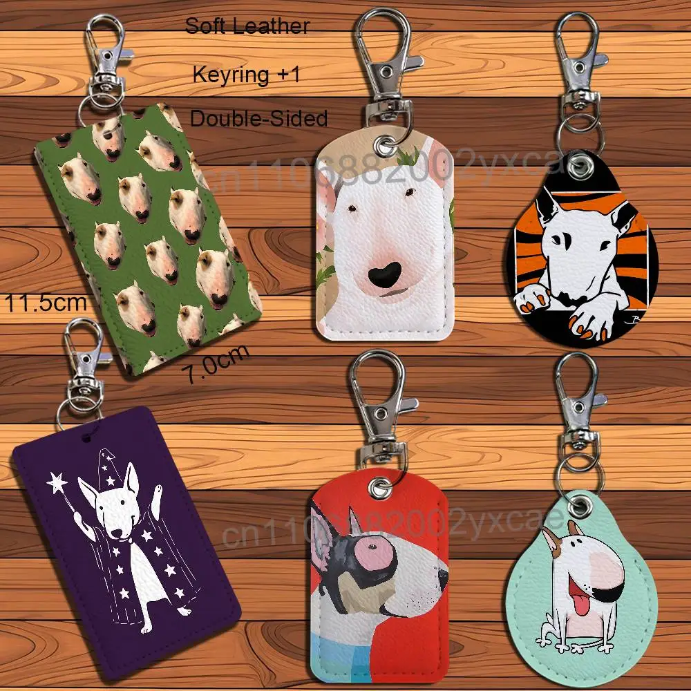 cute dog B-Bull Terrier Cartoon Singer Anime Card Keychain Fashion Pendant Bag ID Door Card Holder Bus Card Cute Adult