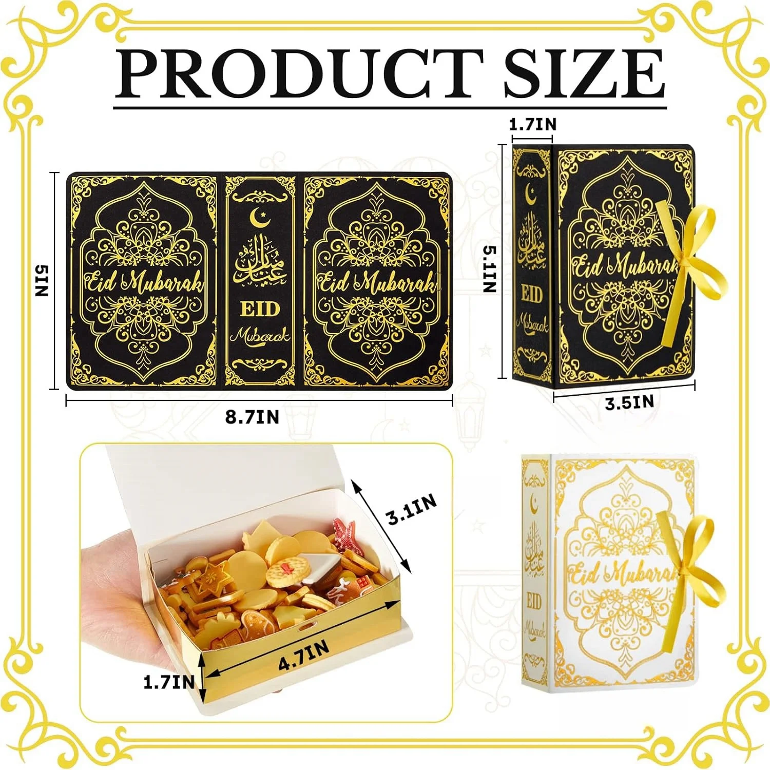 Eid Mubarak Gift Packing Box Ramadan Chocolate Candy Boxes With Ribbon Kareem Ramadan Decor 2025 Islamic Muslim Party Supplies