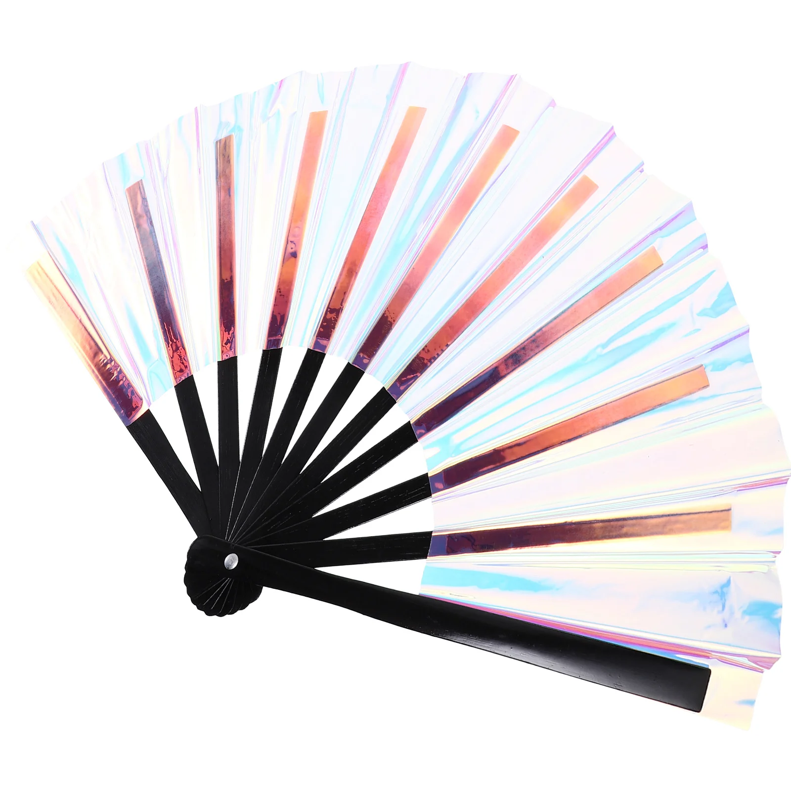 

Iridescent Folding Fan Colorful Foldable Hand Fan Portable Wedding Party Festival Rave Accessory Hand Held Fans