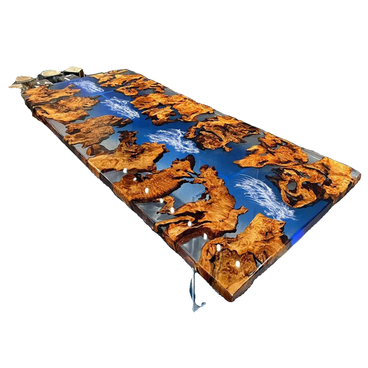 Golden camphor resin tea table, river table, resin office desk 303-133-5