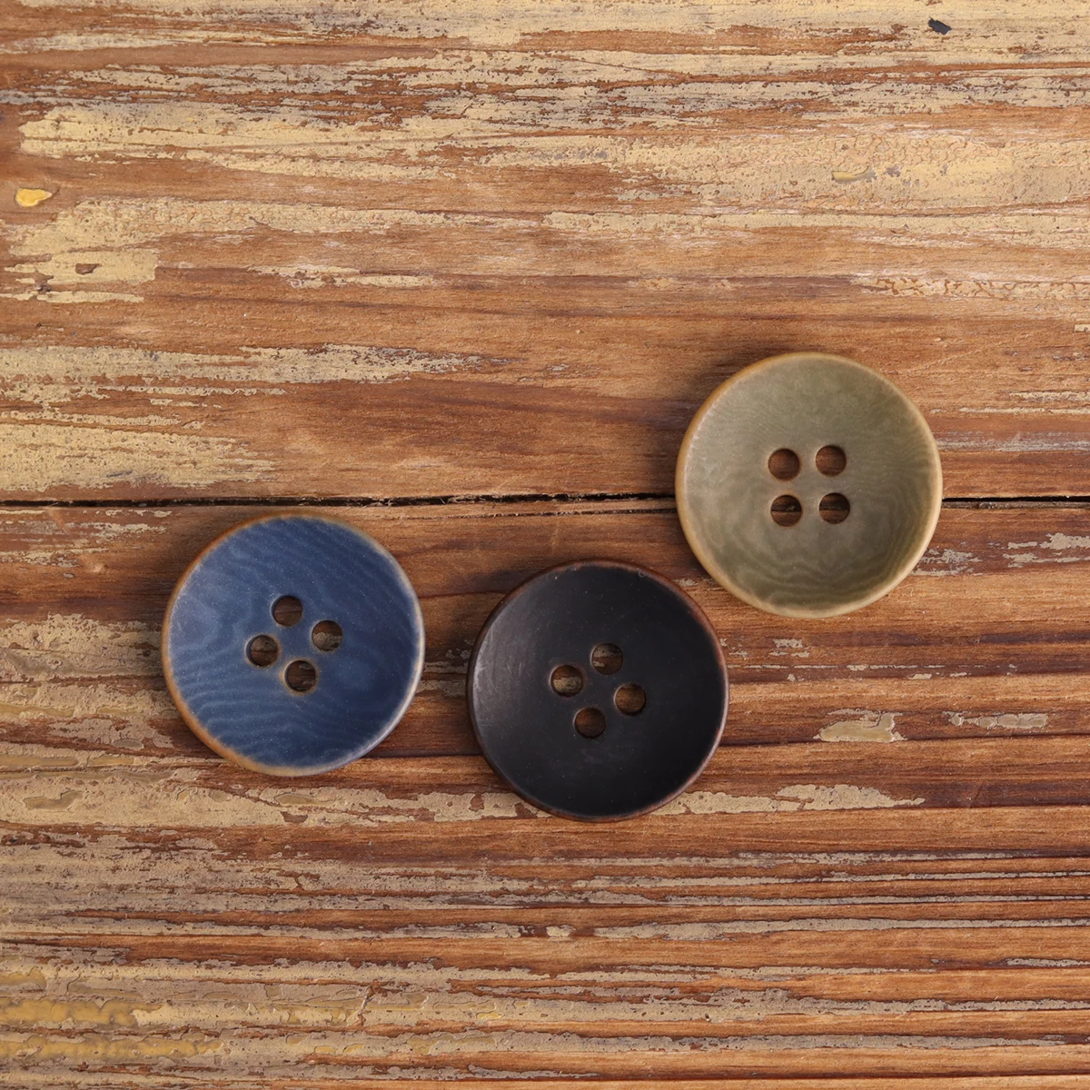 6pcs Dull Polished Corozo Buttons For Clothing Natural Material Black Blue Green 4 Hole Bowl Shape