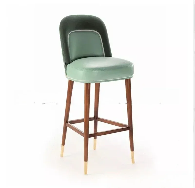 American solid wood bar chair furniture Nordic modern simple high fashion leather art front leisure front desk chair