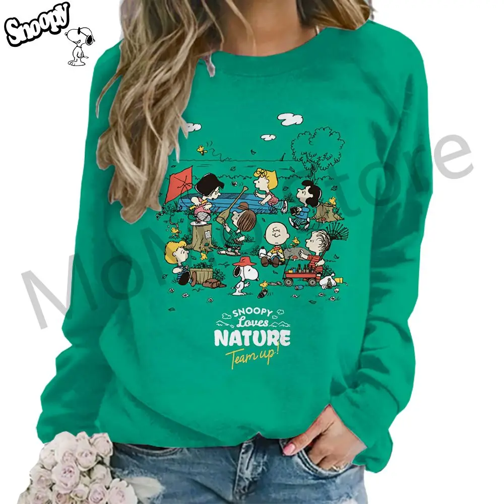 O Neck Women\'s Long Sleeve Sweatshirts Snoopy Autumn Fashion Y2k S-3XL Lovely New Kawaii Clothes Party Leisure Pullovers 2024