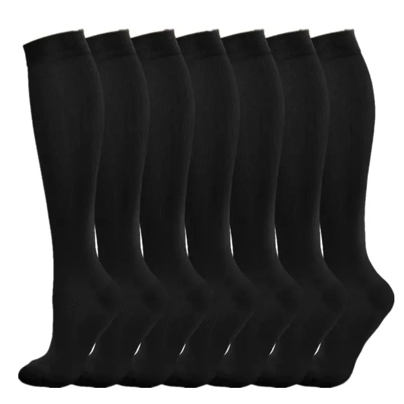 3/5/6 Double Compression Socks Medical Varicose Veins Swollen Calves Solid Color Sports Socks Elastic Outdoor Marathon Cycling