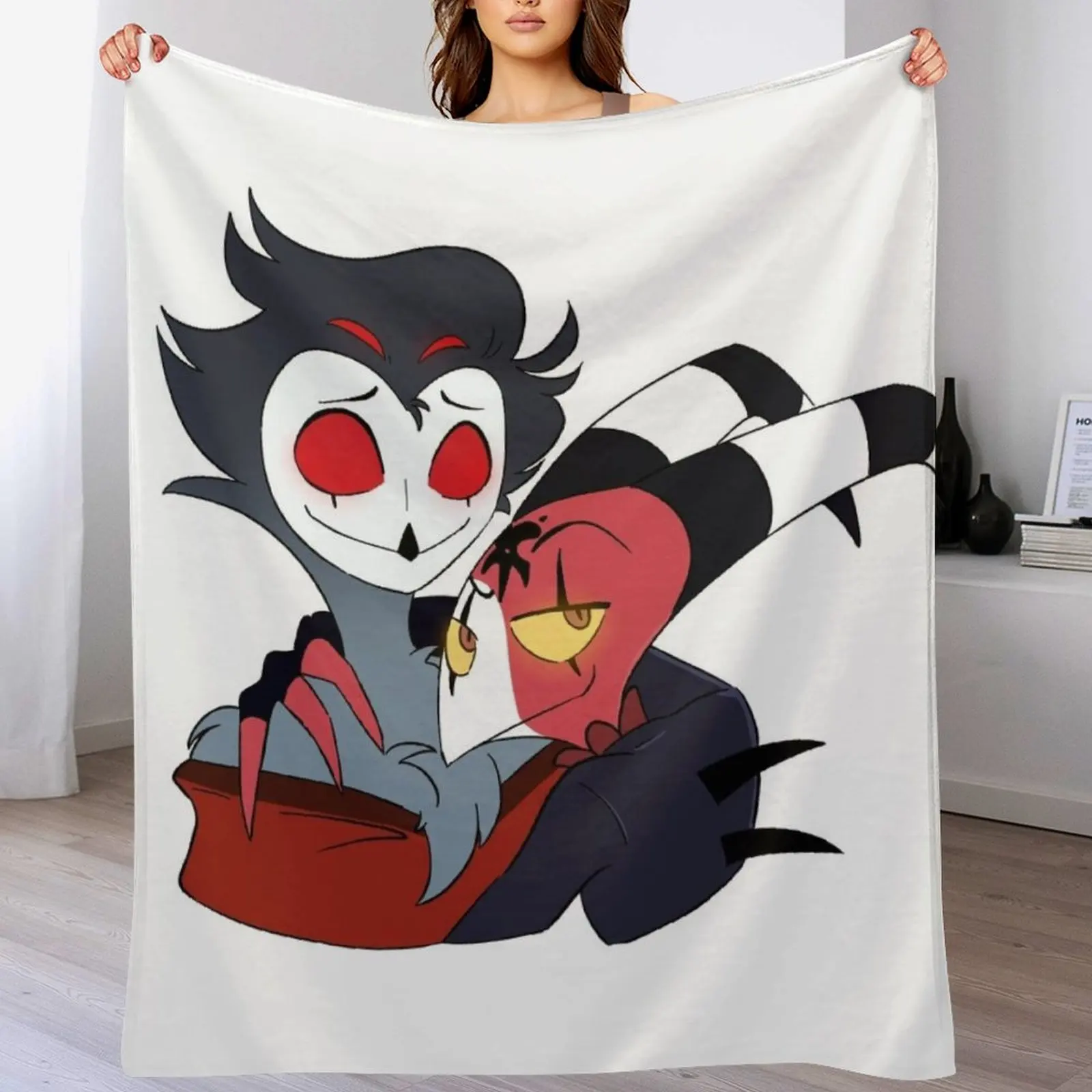 

Stolitz Helluva Boss Blitzo and Stolas Hug Throw Blanket manga for winter Decorative Throw Softest Blankets