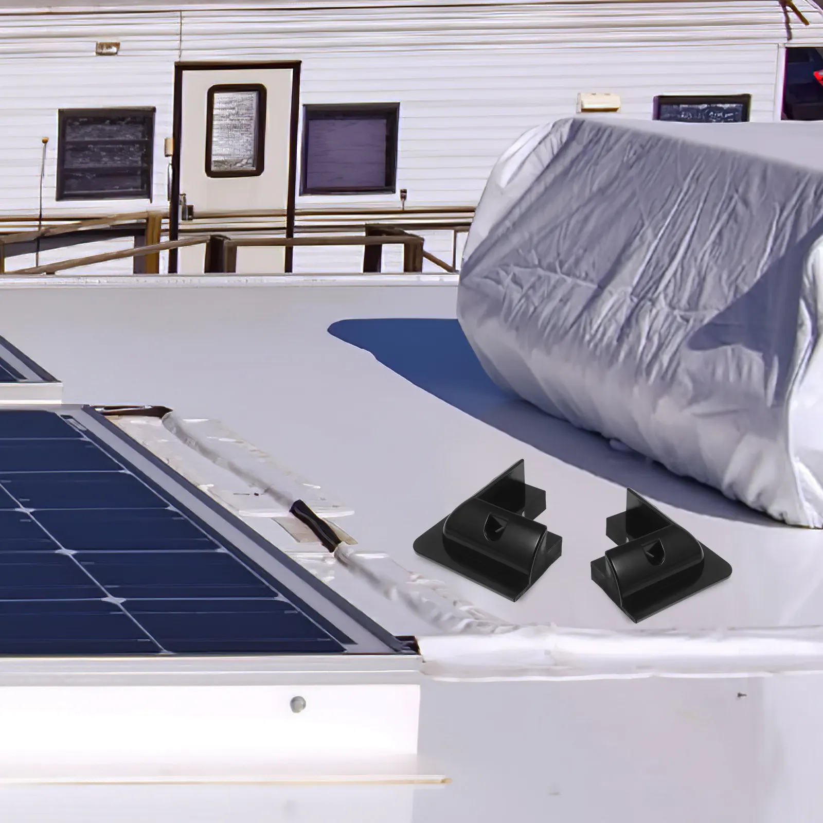 Solar Panel Mounting Bracket Set Heavy Duty Aluminum for RV Caravan Camper Flat Roof No Drill Cooling Design