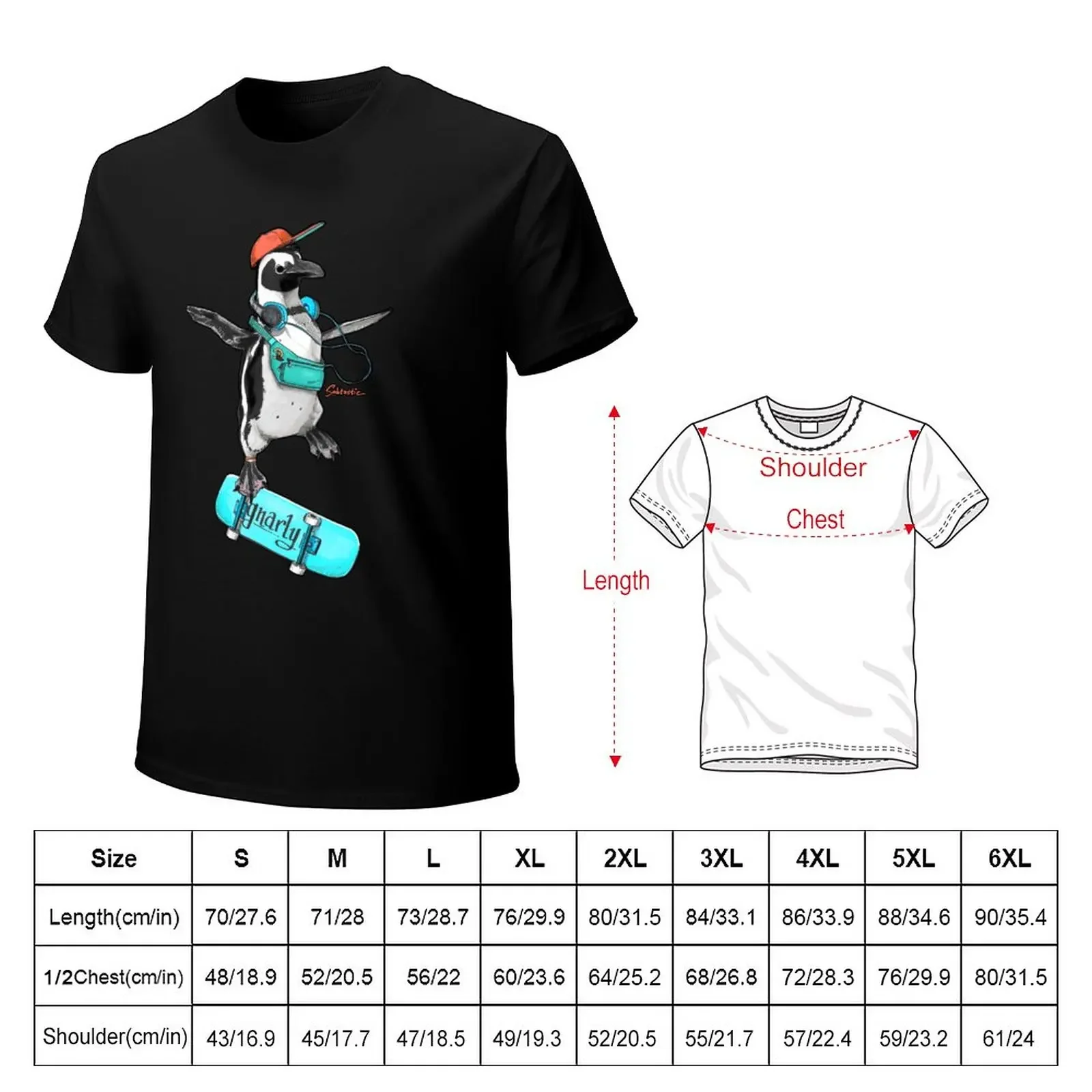 Gnarly Skater Penguin T-Shirt aesthetic clothes tees mens white t shirts