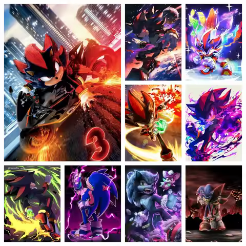 S-Sonic-The-Hedgehog Diamond Painting Cartoon Art 5D DIY Diamond Embroidery Cross Stitch Kit Handmade Gift Craft Home Decor Gift