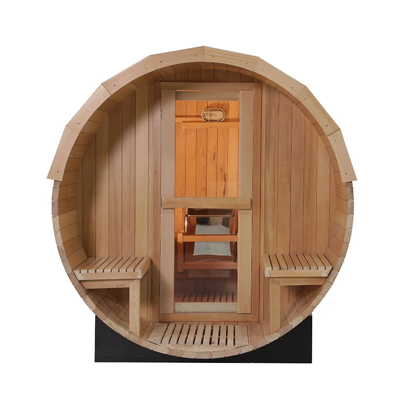 4 People Traditional Health Benefits Outdoor Barrel Sauna With Wooden Burning
