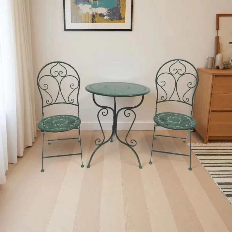 Modern design outdoor table and chair set wrought iron metal garden furniture