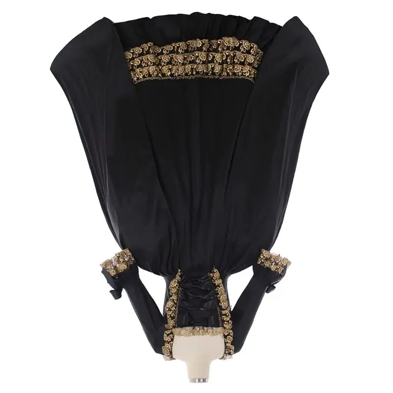 

18th Century Medieval Colonial Black Rococo Belle Ball Gown Marie Antoinette Baroque Wedding Dress