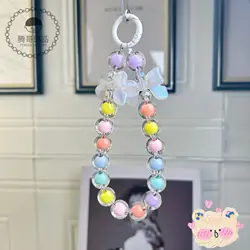 Little Fresh mermaid bow mobile phone chain Wrist strap Universal headphone chain Candy colored carry-on accessories