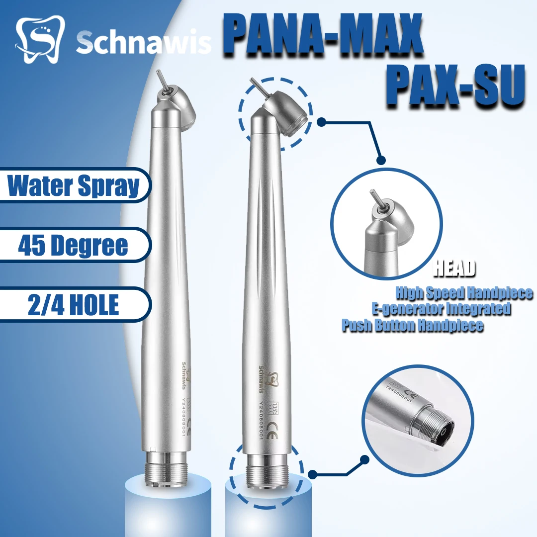 Dental 45 Degree High Speed Handpiece E-generator Integrated Push Button Handpiece Single Water Spray PANA-MAX PAX-SU