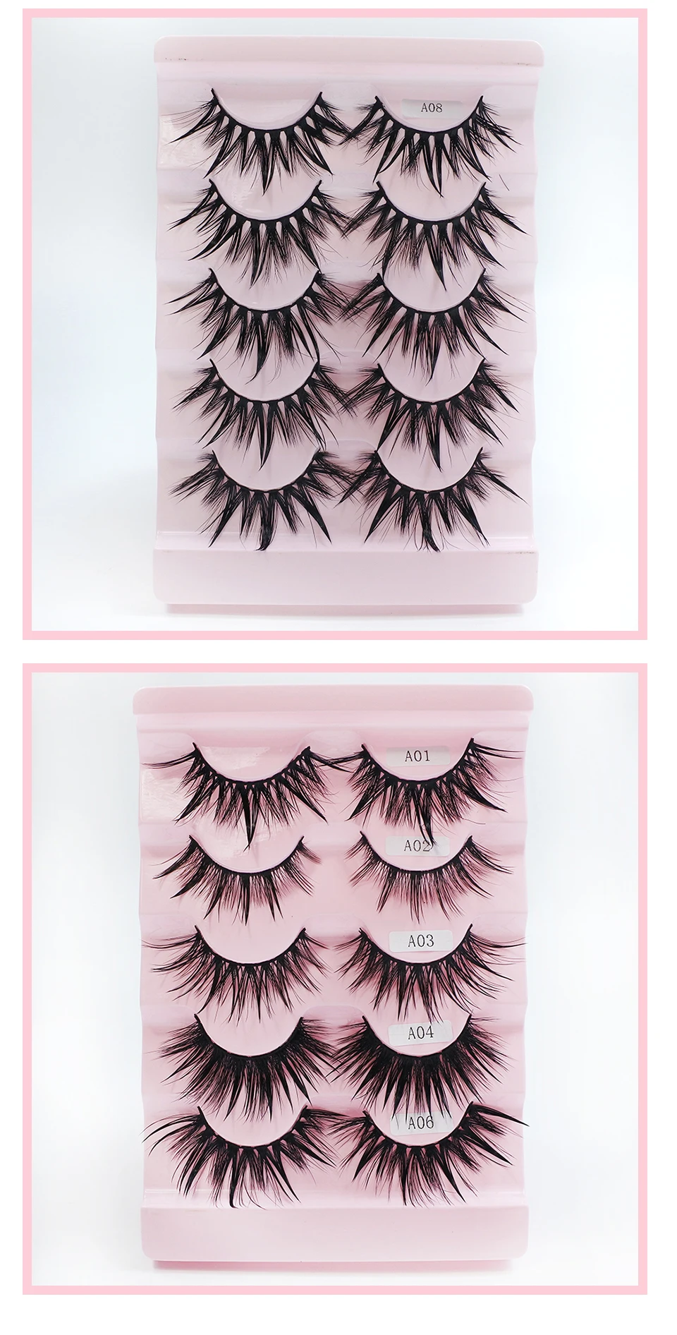5 Paare weibliche Cosplay gefälschte Wimpern koreanisches Make-up neuen Stil nasse Spikes 3d Wimpern Bulk Großhandel Manga Wimpern – Detail 7