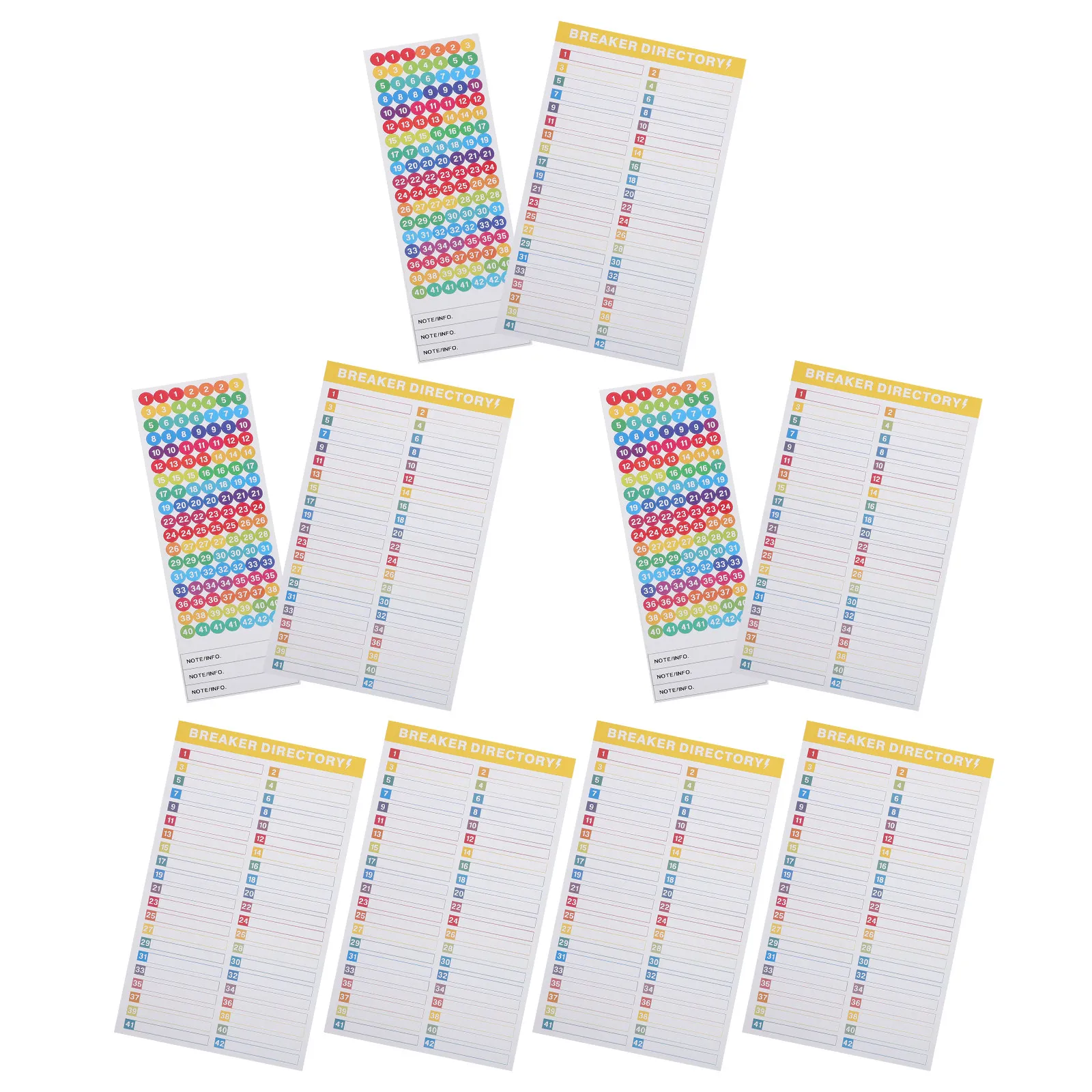 

10 листов самоклеящихся этикеток для электрических панелей, номерные наклейки для каталогов автоматических выключателей, износостойкие, для идентификации и маркировки предохранительных коробок