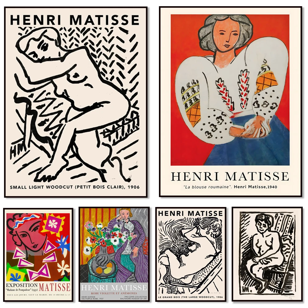 Henri Matisse Pompadour painting vintage poster art printing | Petit bois clair, Henri Matisse La Blouse Roumaine prints, museum
