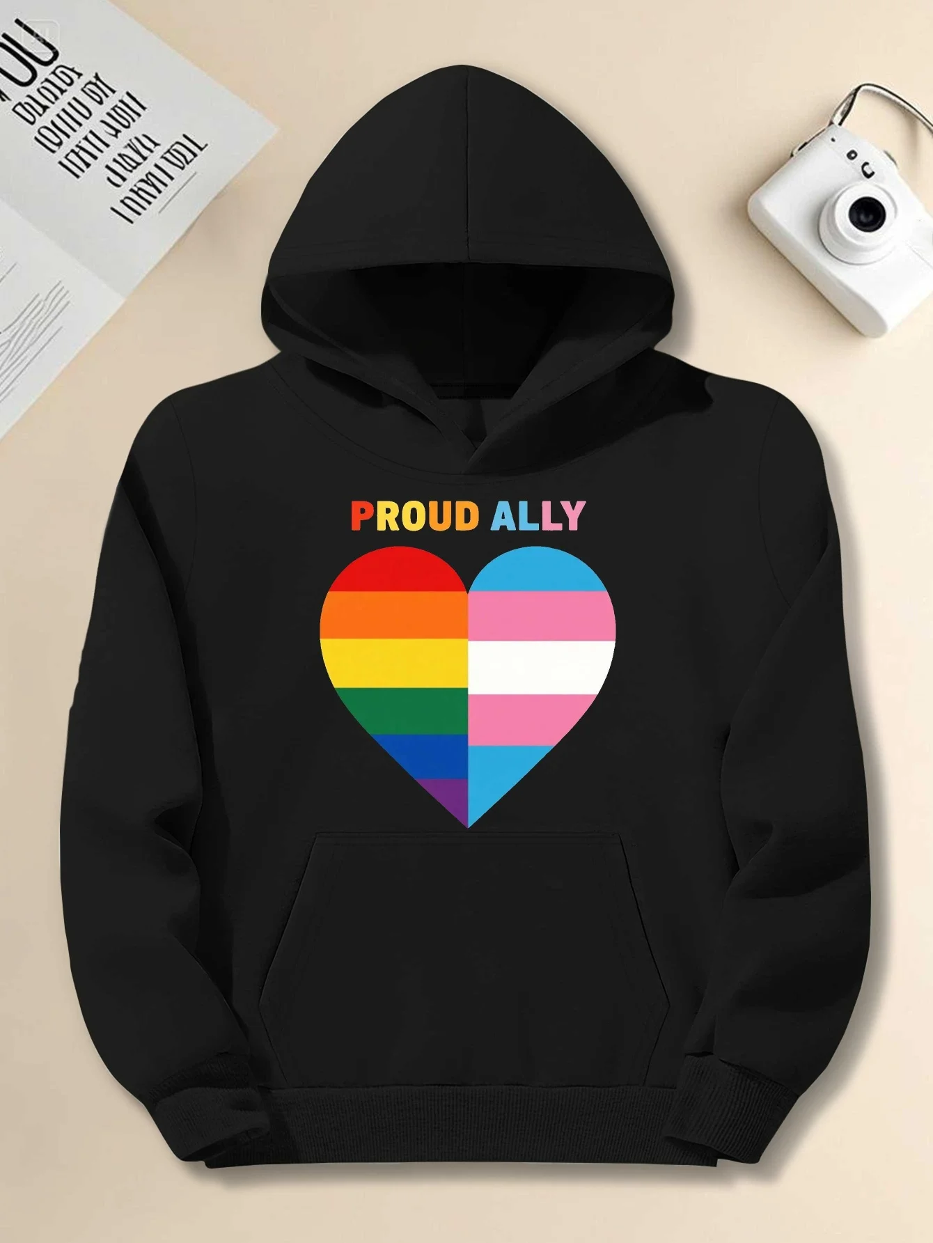 

Толстовка Lady LGBTQ+ Ally Pride — радужные буквы и включенный узор в виде сердца, повседневный пуловер на осень/зиму — одежда LGBTQ+