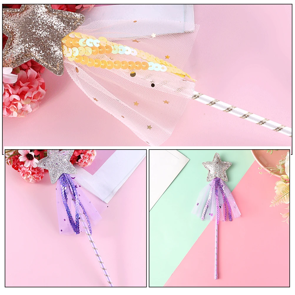 

2pcs Fairy Angel Star Wand Costume Prop Party Decoration Birthday Gift Shiny Star-Shaped Handheld Fairy Rod Creative