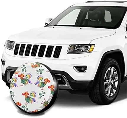 Cute Llama Spare Tire Cover Awesome Cactus and Ethnic Design Elements Wheel Protectors Weatherproof Polyester Tire Case