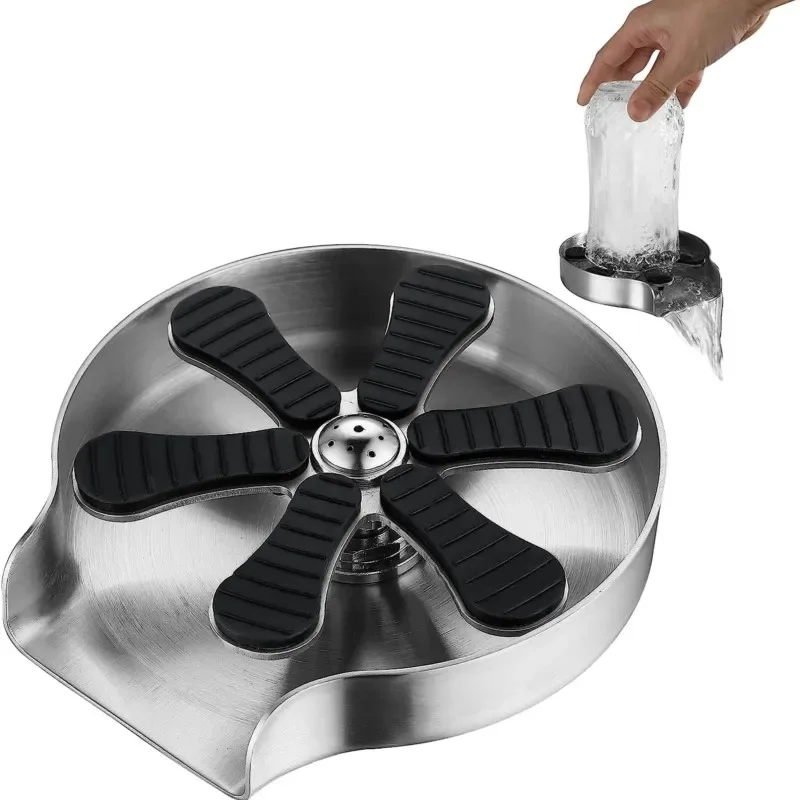 

Stainless Steel High pressure Cup Washer Faucet Glass Rinser Automatic Cleaning Press Cup Washer For Kitchen Bar KTV Coffee Shop