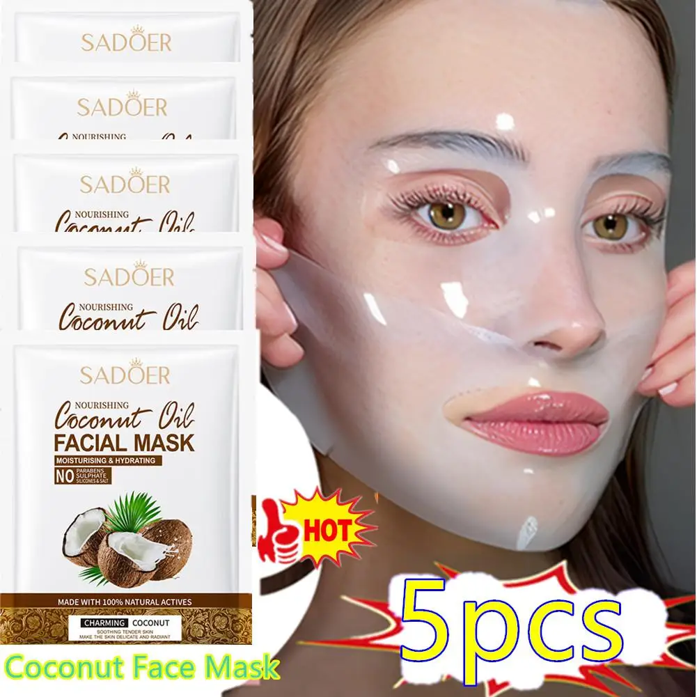 5pcs Coconut Face Mask Facial skincare Moisturizing Firming Hydrating Nourishing Facial Masks Face Skin Care Products