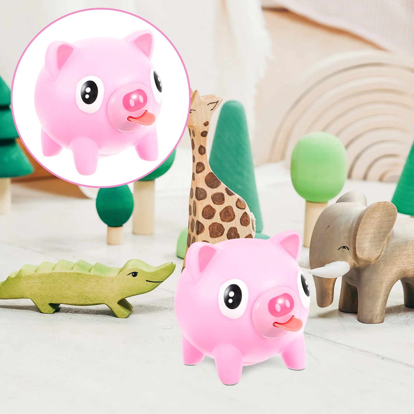 

Soft PVC Cartoon Squeak Pig Stress Relief Tongue Squeeze Sensory Decompression Kids Anxiety Pressure Relief Relaxing Plaything