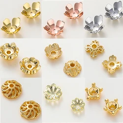 Cuentas redondas de latón chapadas en oro de 14K/18K, 10-100 piezas, para fabricación de joyas, accesorios para manualidades