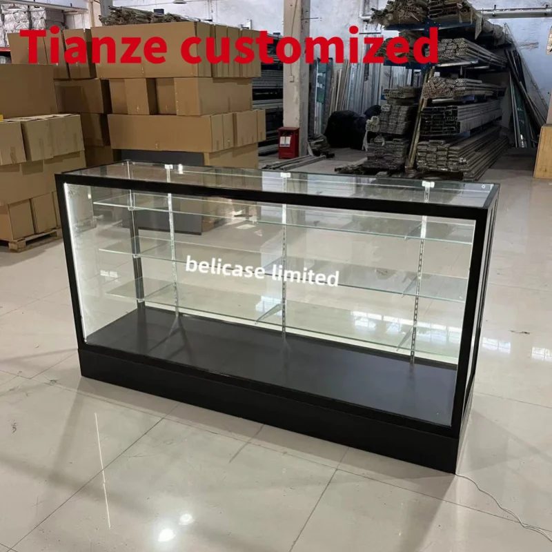 (customized)Aluminum Frame Glass Display ExtraDisplay Cabinet Smoke Shop Showcase Counters with Sliding Doo