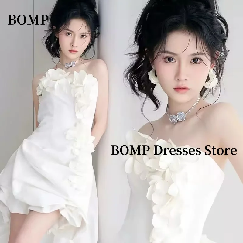 BOMP apliques vestidos de novia de Corea sesión de fotos sin mangas mini-longitud por encima de la rodilla vestido de noche de fiesta formal personalizado nnetzo