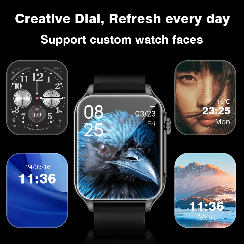 AOLON P6 1.96 ''Amoled Smartwatch Monitoraggio della salute degli uomini IP68 Impermeabile BT5.4 Chiamate vocali Smart Watch Donna Notifica intelligente